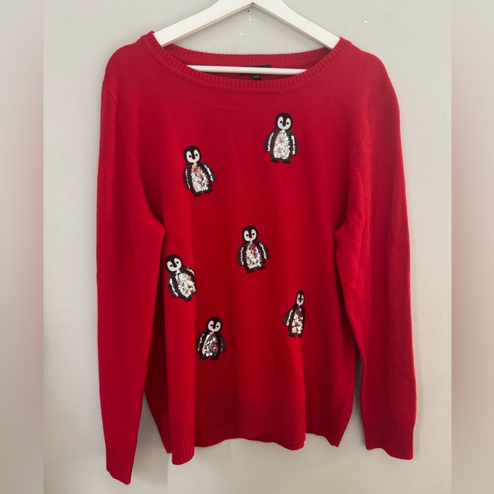 Verve Ami Red Sweater with Penguin Accents